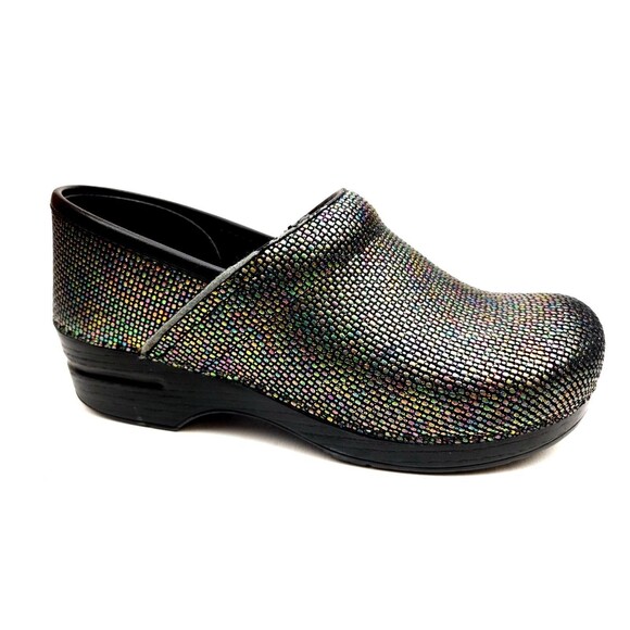 Dansko Black Iridescent Clogs Size 40 (US 9.5-10) Bead Texture - Picture 1 of 12